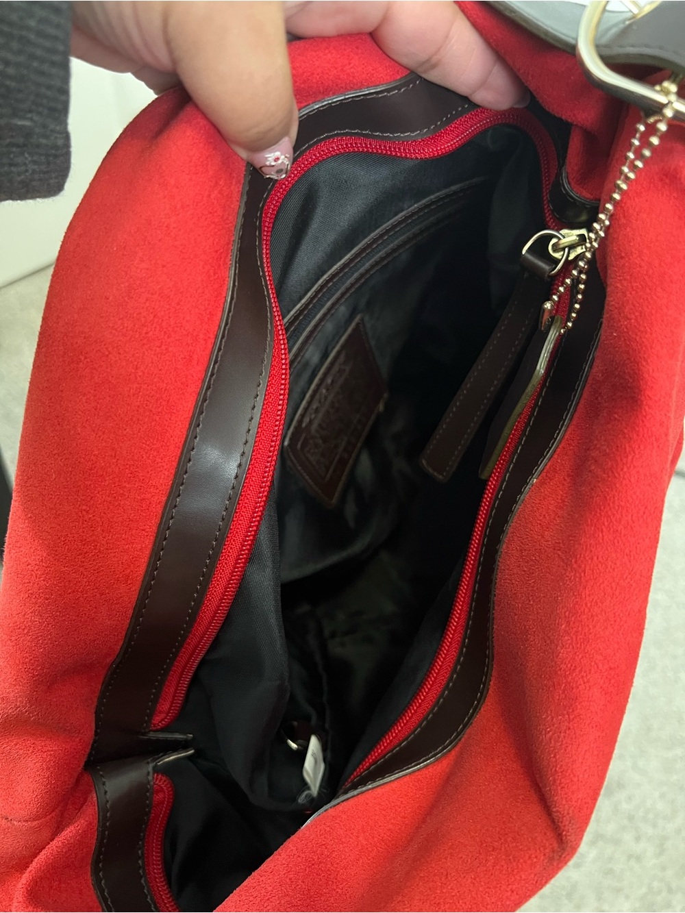 vintage Coach red suede hobo bag,medium - Picture 12 of 14